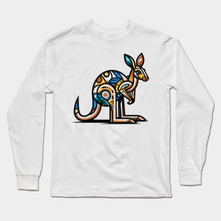 Pop art kangaroo illustration. cubism illustration of a kangaroo Long Sleeve T-Shirt
